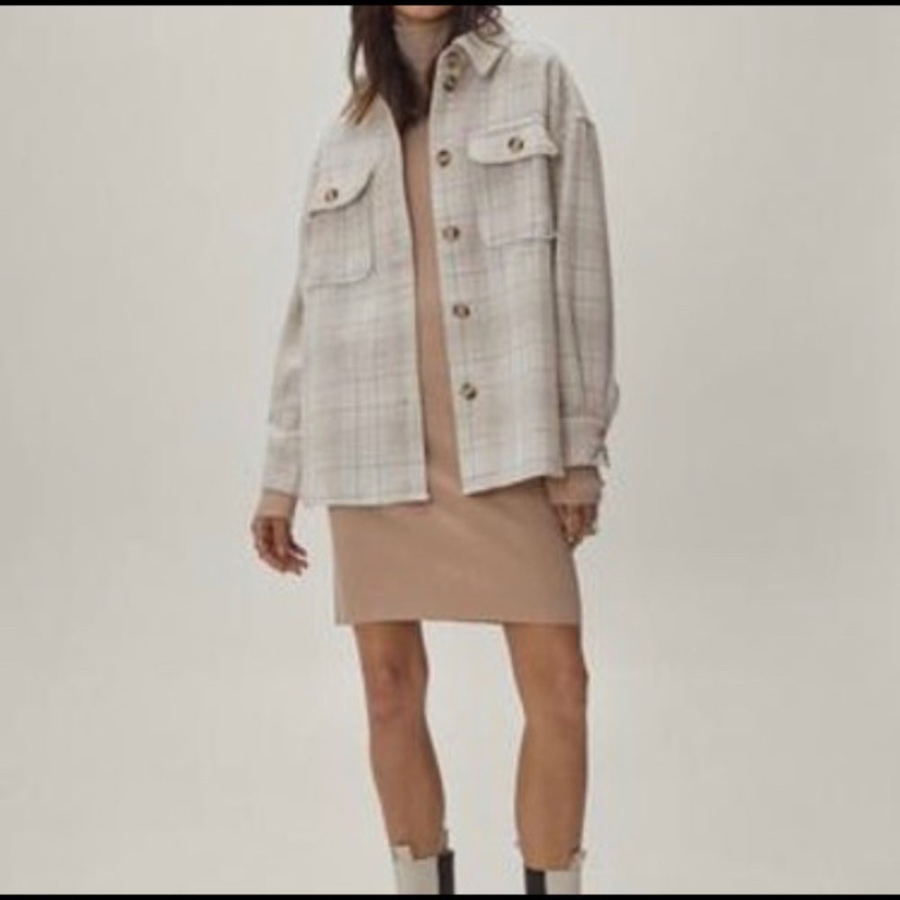 Oversized Button Down Check Shacket